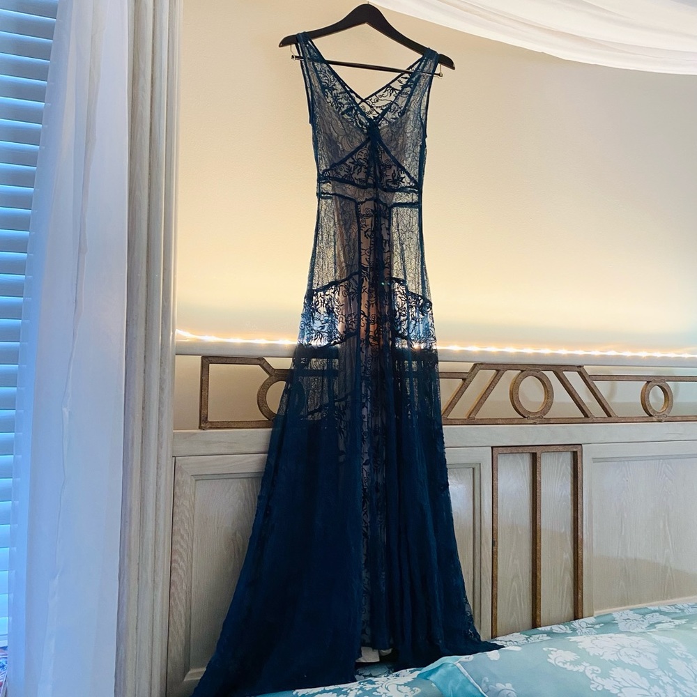Anthropology lace maxi gown
